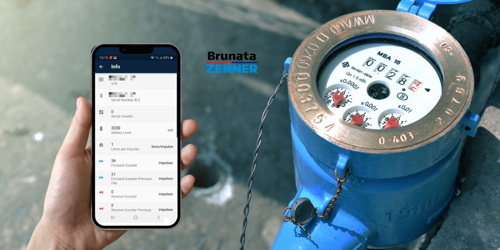 Smarthphone per visualizzare dati relativi all'acqua tramite lo smart metering, collaborazione con Brunata Zenner